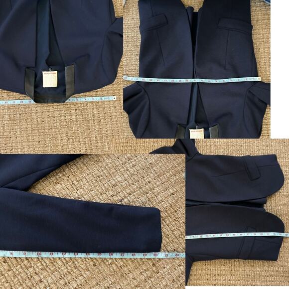 Rebecca Taylor Navy Blazer with Lamb Leather Collar & Peplum Hem – Stud Detail - Picture 7 of 7